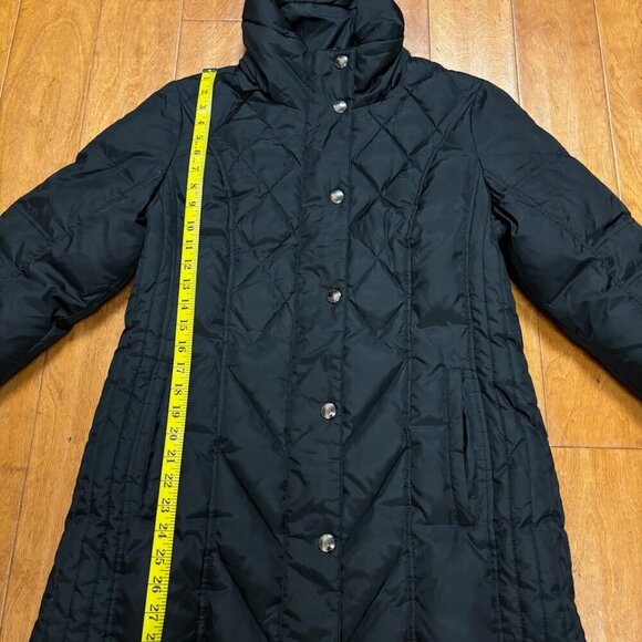 London Fog Down Feathers Coat Women Medium Quilted Puffer Classic Gothic *flaw* - Picture 7 of 15